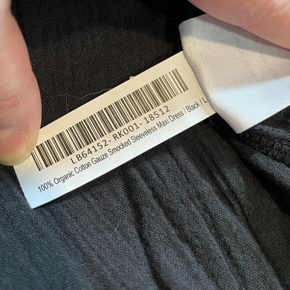 NWT! Quince Black 100% Organic Cotton Gauze Smocked Sleeveless Maxi Dress, Large - Picture 9 of 12